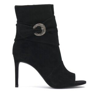 new Vince Camuto Womens ANTAYA Suede Peep Toe Ankle Booties Shoes 259  4M2T